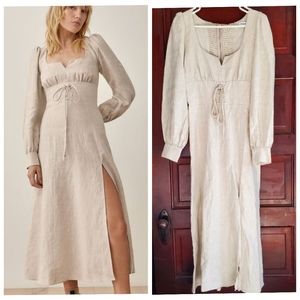 NWT Reformation Anton Linen Dress Oatmeal